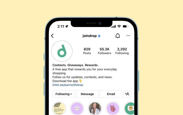 Image of Drop's instagram profile